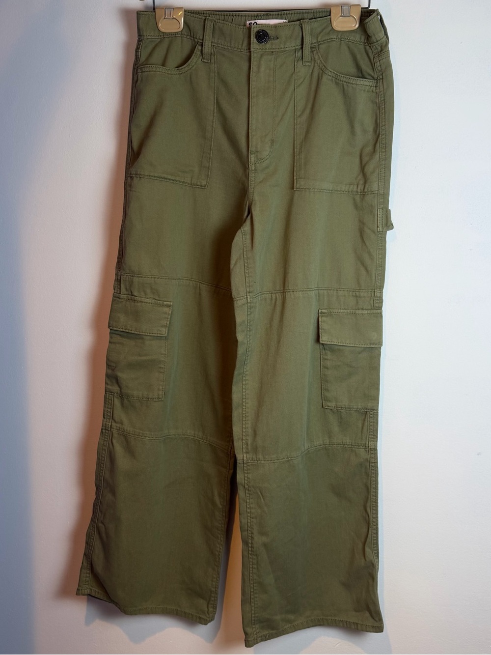 Olive Green Cargo Wide-Leg Pants